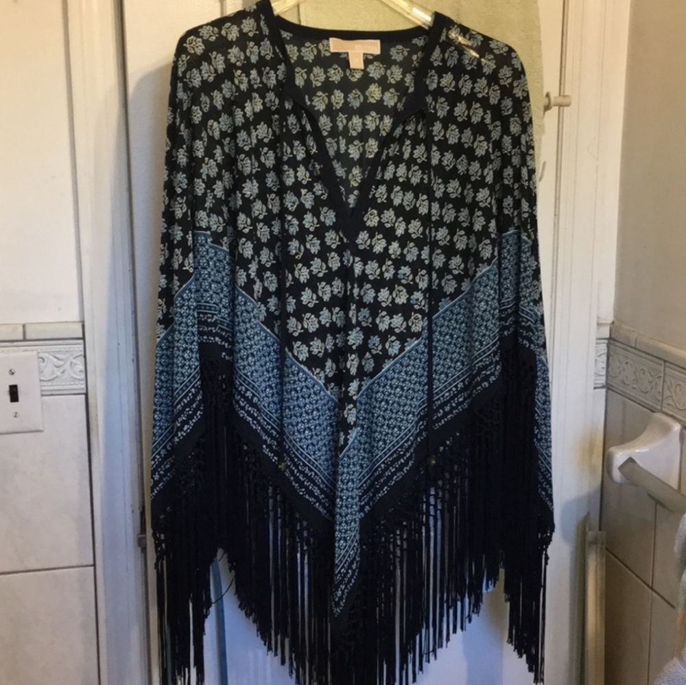 Michael Kors Floral Patterned Poncho